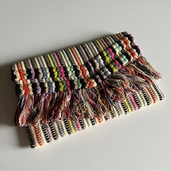 Stella & Dot Handbags - Stella & Dot Striped Woven Tassel Envelope Clutch Boho